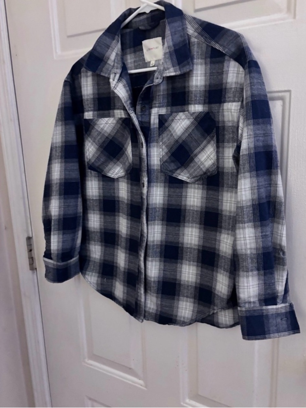 Ultra Flirt Navy and White Plaid Shirt